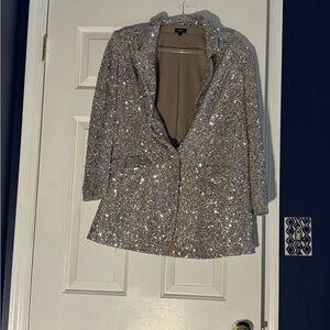 Express Glittering Silver Blazer